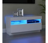 SECOLI Armadio per TV con luci a LED, 80 x 35 x 40 cm, con LED bianco, credenza per soggiorno, TV, TV, mobile da TV, con LED e cassetti