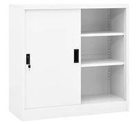 SECOLI Armadio Ufficio, Mobili Ufficio Moderni, Armadio Ante Scorrevoli, in Acciaio Bianco 90x40x90cm