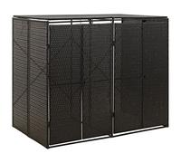 SECOLI Copribidone Doppio, Copribidoni Spazzatura Esterno, Copribidone Spazzatura Esterno, Copri Bidoni Spazzatura Esterno, Nero 140x80x117 cm in Polyrattan