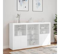 SECOLI Credenza Soggiorno Credenza Cucina Madia Moderna Vetrina Soggiorno Moderni Credenza con Luci Bianca 181,5x37x100 cm