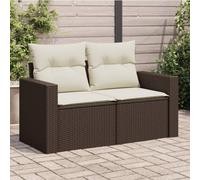 SECOLI Divano da Esterno a 2 Posti, Salotto da Giardino con Contenitore, Divanetto da Esterno con Cuscini in Polyrattan Marrone