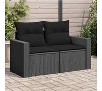 SECOLI Divano da Esterno a 2 Posti, Salotto da Giardino con Contenitore, Divanetto da Esterno con Cuscini in Polyrattan Nero