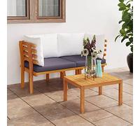 SECOLI Divano da Giardino 2 Posti, Salotto da Giardino Esterno, Divani da Esterno Giardino, con Cuscini in Massello di Acacia