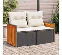 SECOLI Divano in rattan sintetico con cuscino, 2 posti, da giardino, divano da giardino, divano da giardino, divano in rattan, divano a 2 posti, piccolo balcone, divano, mobili da balcone, divano in