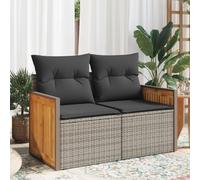 SECOLI Divano in rattan sintetico con cuscino, 2 posti, da giardino, divano da giardino, divano da giardino, divano in rattan, divano a 2 posti, piccolo balcone, divano, mobili da balcone, divano in