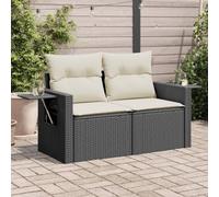 SECOLI Divano in rattan sintetico con cuscino, 2 posti, da giardino, divano da giardino, divano in rattan, divano a 2 posti, piccolo balcone, balcone, balcone, balcone, divano in rattan sintetico, set