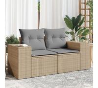 SECOLI Divano in rattan sintetico con cuscino, 2 posti, da giardino, divano da giardino, divano in rattan, divano a 2 posti, piccolo balcone, balcone, balcone, balcone, divano in rattan sintetico, set