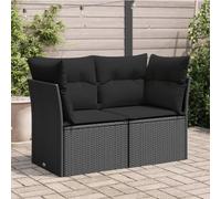 SECOLI Divano in rattan sintetico con cuscino, 2 posti, da giardino, divano da giardino, divano in rattan, divano a 2 posti, piccolo balcone, balcone, balcone, mobili da balcone, divano in rattan