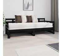 SECOLI Divano Letto Estraibile, Dormeuse Estraibile, Divano con Letto Estraibile, Letto Estraibile, Struttura Letto in Legno Massello di Pino Nera 2x(80x200) cm