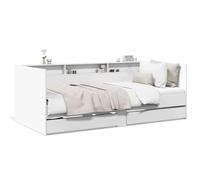 SECOLI Divano Letto, Struttura Letto, Letto con Contenitore, Giroletto con Cassetti in Legno Multistrato Bianco 90x200 cm