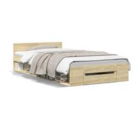 SECOLI Giroletto con Cassetti, Giroletto Matrimoniale, Struttura Letto Matrimoniale/Singolo, Letto con Contenitore, in Legno Multistrato Rovere Sonoma 90x200 cm