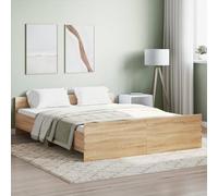 SECOLI Giroletto Matrimoniale, Struttura Letto Matrimoniale, Giroletto con Testiera e Pediera Rovere Sonoma 160x200 cm