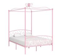 SECOLI Letto a Baldacchino Matrimoniale, Letto Ferro Battuto, Struttura Letto Matrimoniale in Metallo 140x200 cm Rosa