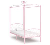 SECOLI Letto a Baldacchino Matrimoniale, Letto Ferro Battuto, Struttura Letto Matrimoniale in Metallo 90x200 cm Rosa
