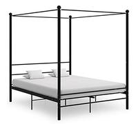 SECOLI Letto a Baldacchino Matrimoniale, Struttura Letto in Ferro Battuto 160x200 cm Nero