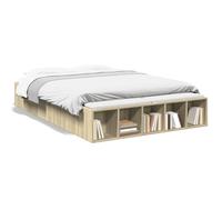 SECOLI Letto con Contenitore, Struttura Letto con Scomparti, Giroletto Matrimoniale/Singolo in Legno Multistrato Rovere Sonoma 140x190 cm