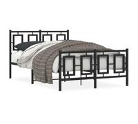 SECOLI Letto Ferro Battuto, Giroletto Matrimoniale, Letto in Ferro Battuto Matrimoniale, con Testiera e Pediera Metallo Nero 120x190 cm