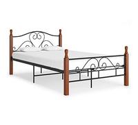 SECOLI Letto Ferro Battuto, Struttura Letto, Giroletto Matrimoniale/Singolo in Metallo 120x200 cm Nero