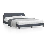 SECOLI Letto Matrimoniale 160x200 cm, Giroletto Matrimoniale, Giroletto Singolo, Struttura Letto, con Testiera e Pediera in Velluto Grigio Scuro 160x200 cm