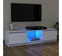 SECOLI Mobile per TV con luci a LED, 120 x 30 x 35,5 cm, con LED bianco, credenza per soggiorno, TV, TV, TV, mobile con LED e cassetti