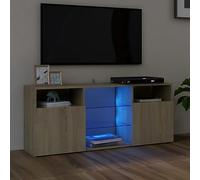SECOLI Mobile per TV con luci a LED, 120 x 30 x 50 cm, con LED in rovere Sonoma, per soggiorno, TV, TV, TV, con LED e cassetti