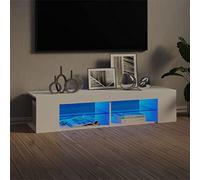 SECOLI Mobile per TV con luci a LED, 135 x 39 x 30 cm, con LED bianco, credenza per soggiorno, TV, TV, mobile TV, con LED e cassetti