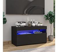 SECOLI Mobile per TV con luci a LED, 75 x 35 x 40 cm, con LED nero, credenza per soggiorno, TV, TV, mobile da TV, con LED e cassetti