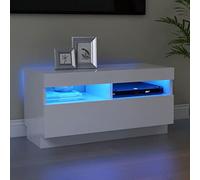 SECOLI Mobile TV con luci a LED, 80 x 35 x 40 cm, con LED bianco lucido, credenza per soggiorno, TV, TV, TV, mobile con LED e cassetti