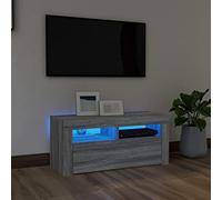 SECOLI Mobile TV con luci a LED, 90 x 35 x 40 cm, con LED grigio Sonoma TV, per soggiorno, TV, panchina, TV, mobile TV, TV con LED e cassetti