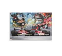 SECOLI Poster su tela con James Hunt e Niki Lauda, stampa ad alta definizione, per casa e ufficio, 40 x 60 cm, senza cornice