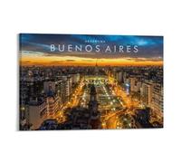 SECOLI Poster su tela con stampa ad alta definizione di Buenos Aires Skyline di notte Argentina Cicty Travel per casa e ufficio, decorazione artistica da parete, stile cornice, 40 x 60 cm