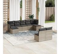SECOLI Set di mobili da giardino in rattan con spazio di archiviazione, 4-12 persone, molti modelli e colori, con cuscini extra spessi, per esterni, set da 9 pezzi, colore grigio 322