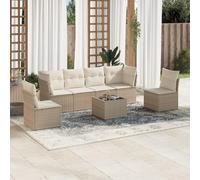 SECOLI Set di mobili da giardino in rattan con spazio di archiviazione, 4-12 persone, molti modelli e colori, con cuscini extra spessi, per esterni, set da pranzo, colore beige, 7-TLG-Type-455