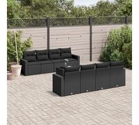 SECOLI Set di mobili da giardino in rattan con spazio di archiviazione, 4-12 persone, molti modelli e colori, con cuscini extra spessi, per esterni, set da 9 pezzi, colore nero