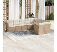 SECOLI Set di mobili da giardino in rattan con spazio di archiviazione, 4-12 persone, molti modelli e colori, con cuscini extra spessi, per esterni, set da 9 pezzi, colore beige