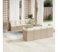 SECOLI Set di mobili da giardino in rattan con spazio di archiviazione, 4-12 persone, molti modelli e colori, con cuscini extra spessi, per esterni, set da 9 pezzi, colore beige