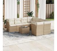 SECOLI Set di mobili da giardino in rattan con spazio di archiviazione, 4-12 persone, molti modelli e colori, con cuscini extra spessi, per esterni, set da 9 pezzi, colore beige