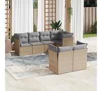 SECOLI Set di mobili da giardino in rattan con spazio di archiviazione, 4-12 persone, molti modelli e colori, con cuscini extra spessi, per esterni, set da pranzo, colore beige, 7-TLG-Type-396