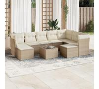 SECOLI Set di mobili da giardino in rattan con spazio di archiviazione, 4-12 persone, molti modelli e colori, con cuscini extra spessi, per esterni, set da 10 pezzi, colore beige