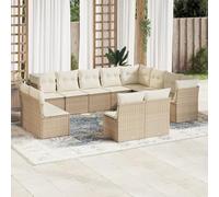 SECOLI Set di mobili da giardino in rattan con spazio di archiviazione, 4-12 persone, molti modelli e colori, con cuscini extra spessi, per esterni, set da 12 pezzi, colore beige