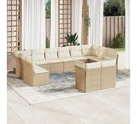 SECOLI Set di mobili da giardino in rattan con spazio di archiviazione, 4-12 persone, molti modelli e colori, con cuscini extra spessi, per esterni, set da 12 pezzi, colore beige