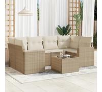 SECOLI Set di mobili da giardino in rattan con spazio di archiviazione, 4-12 persone, molti modelli e colori, con cuscini extra spessi, per esterni, set da pranzo, colore beige, 7-TLG-Type-224