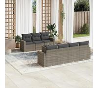 SECOLI Set di mobili da giardino in rattan con spazio di archiviazione, 4-12 persone, molti modelli e colori, con cuscini extra spessi, per esterni, set da 8 pezzi, colore grigio