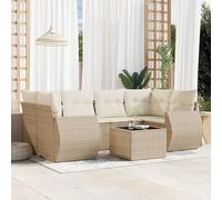 SECOLI Set di mobili da giardino in rattan con spazio di archiviazione, 4-12 persone, molti modelli e colori, con cuscini extra spessi, per esterni, set da pranzo, colore beige, 7-TLG-Type-7