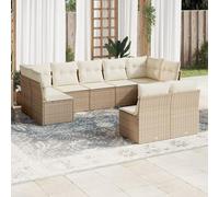 SECOLI Set di mobili da giardino in rattan con spazio di archiviazione, 4-12 persone, molti modelli e colori, con cuscini extra spessi, per esterni, set da 9 pezzi, colore beige