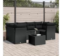 SECOLI Set di mobili da giardino in rattan con spazio di archiviazione, per 4-12 persone, molti modelli e colori, con cuscini extra spessi, per esterni, set da pranzo, colore nero, 7-TLG-Type-477