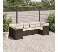 SECOLI Set di mobili da giardino in rattan con spazio di archiviazione, per 4-12 persone, molti modelli e colori, con cuscini extra spessi, per esterni, set da pranzo, colore marrone, 7-TLG-Type-355