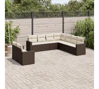 SECOLI Set di mobili da giardino in rattan con spazio di archiviazione, per 4-12 persone, molti modelli e colori, con cuscini extra spessi, per esterni, set da pranzo, 9 pezzi, colore marrone