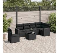 SECOLI Set di mobili da giardino in rattan con spazio di archiviazione, per 4-12 persone, molti modelli e colori, con cuscini extra spessi, per esterni, set da pranzo, colore nero, 7-TLG-Type-199