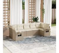 SECOLI Set di mobili da giardino in rattan con spazio di archiviazione, per 4-12 persone, molti modelli e colori, con cuscini extra spessi, per esterni, set da pranzo, colore beige, 7 LG-Type-48
